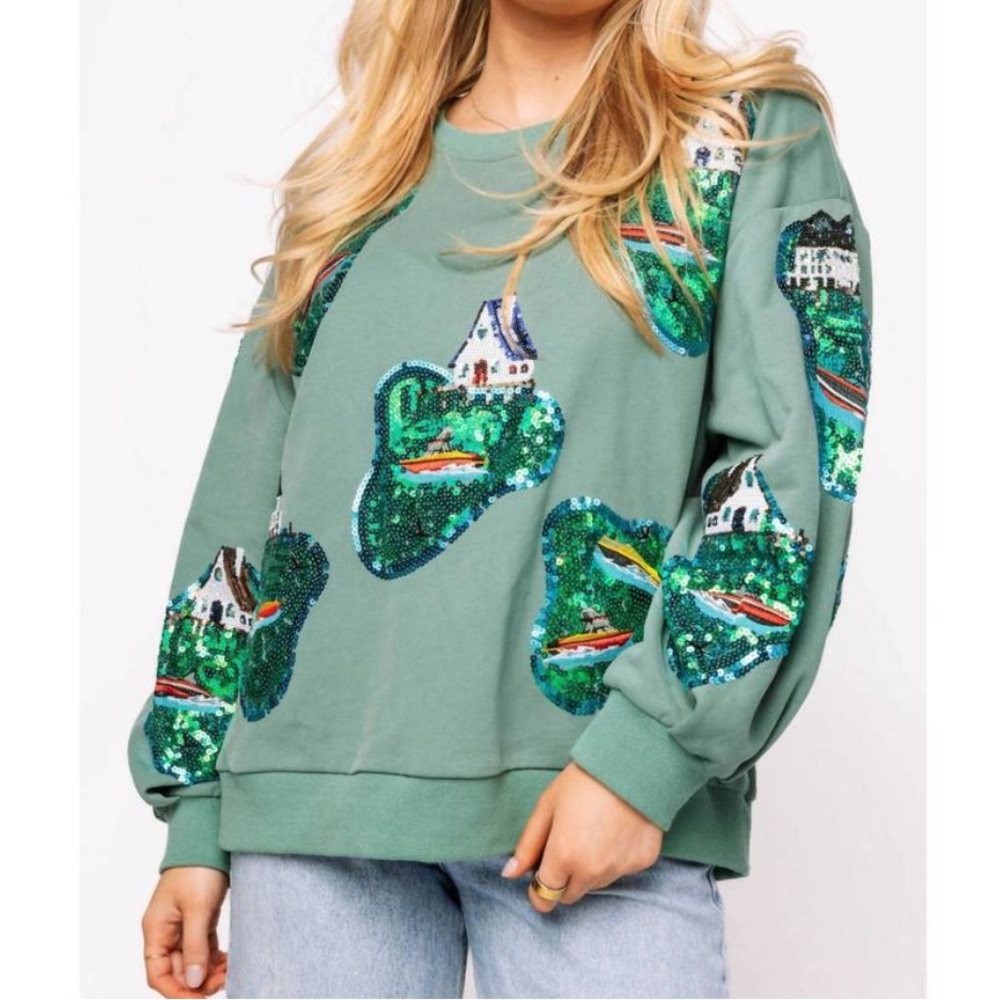 QUEEN OF SPARKLES Moss Lake House Sweatshirt